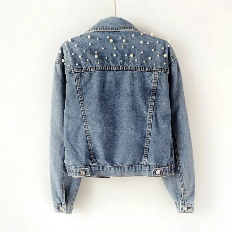 Denim Jacket With Ripped Detailing And Turn Down Collar – Vintage Streetwear Loose Fit Outerwear - SN Wigs & More