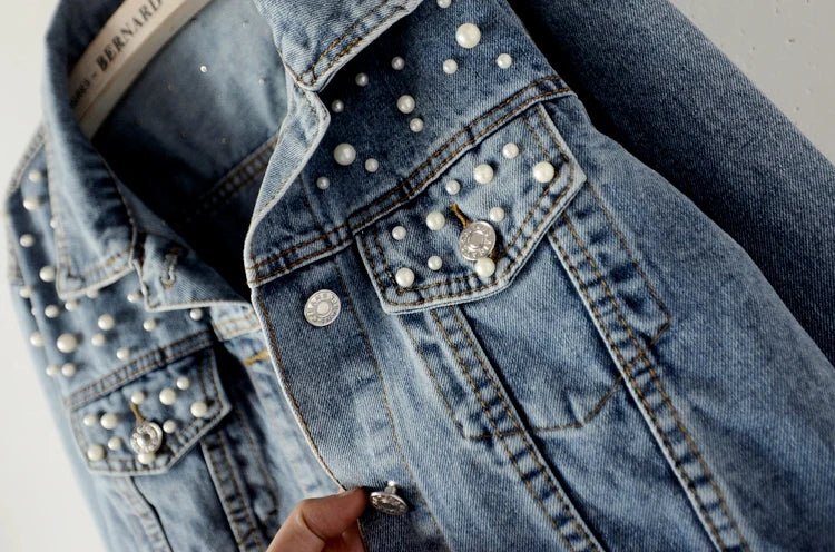 Denim Jacket With Ripped Detailing And Turn Down Collar – Vintage Streetwear Loose Fit Outerwear - SN Wigs & More