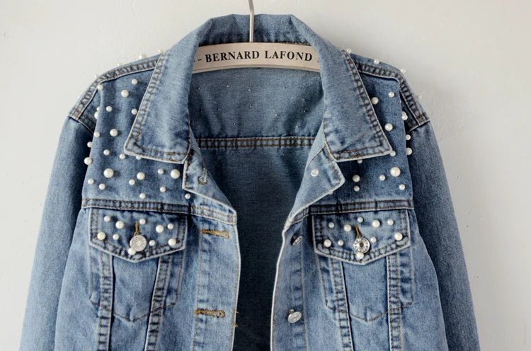 Denim Jacket With Ripped Detailing And Turn Down Collar – Vintage Streetwear Loose Fit Outerwear - SN Wigs & More