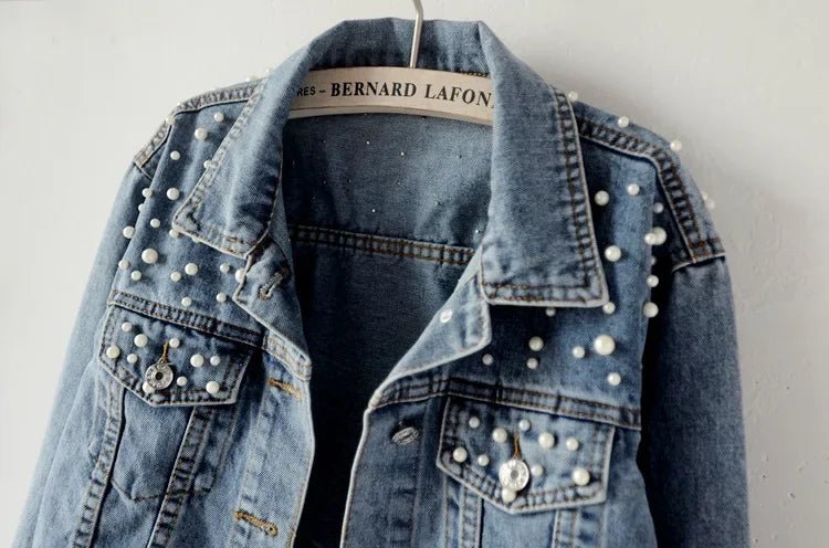 Denim Jacket With Ripped Detailing And Turn Down Collar – Vintage Streetwear Loose Fit Outerwear - SN Wigs & More