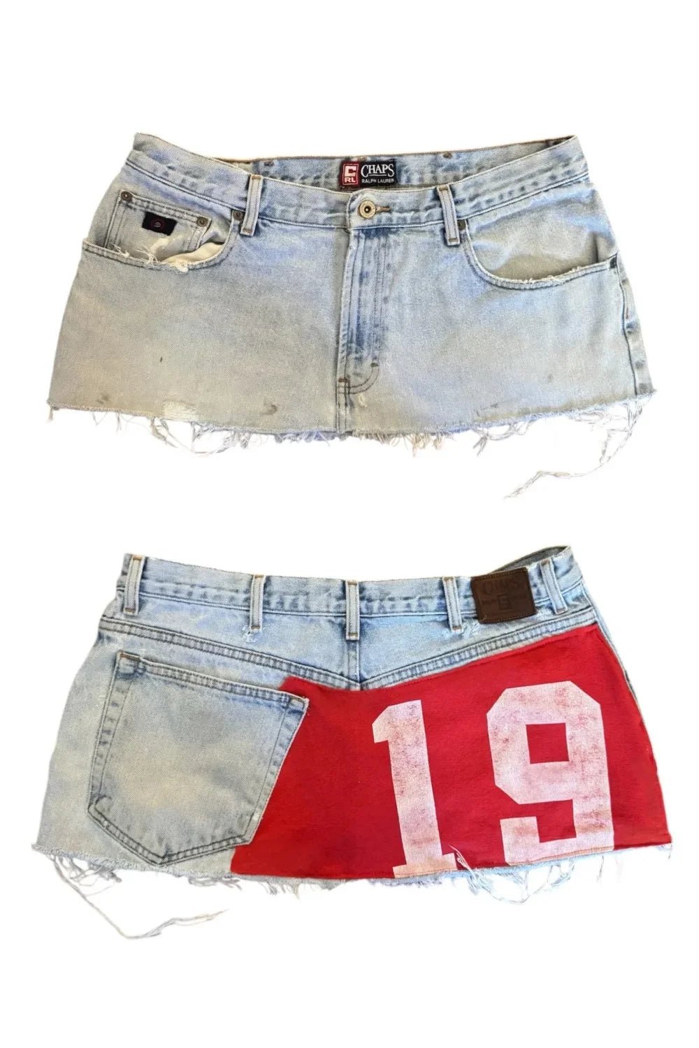 Denim Mini Skirt + Applique Print + Goth Street Harajuku Vintage Y2K Chic - SN Wigs & More