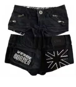 Denim Shorts With Lace Pocket Detail - Y2K Streetwear Everyday Casual Festival Style - SN Wigs & More