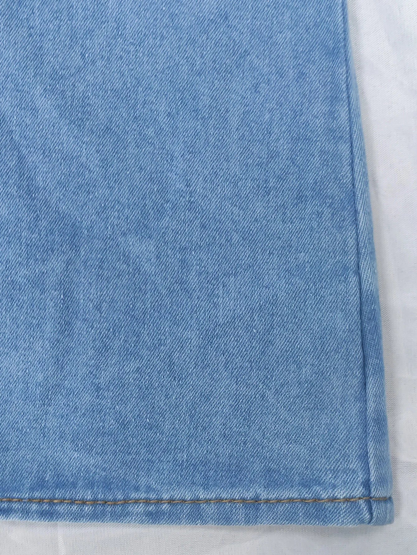 Denim Top With Turtleneck And Splice Puff Sleeves For Casual Streetwear In Autumn - SN Wigs & More