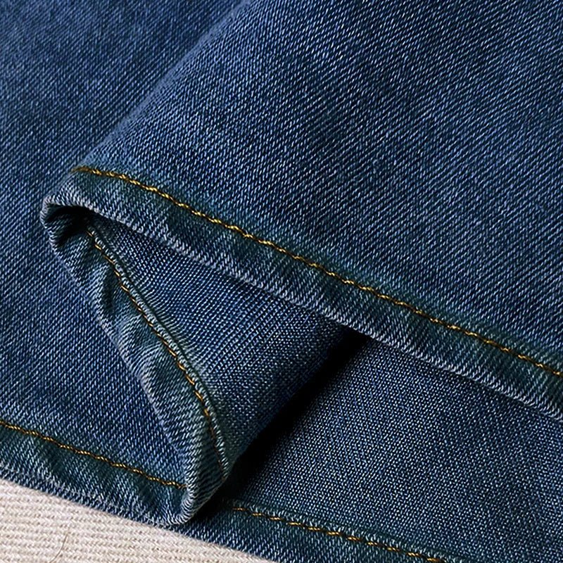 Denim Top With Turtleneck And Splice Puff Sleeves For Casual Streetwear In Autumn - SN Wigs & More