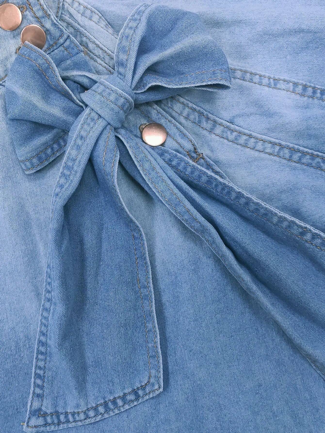 Denim Top With Turtleneck And Splice Puff Sleeves For Casual Streetwear In Autumn - SN Wigs & More