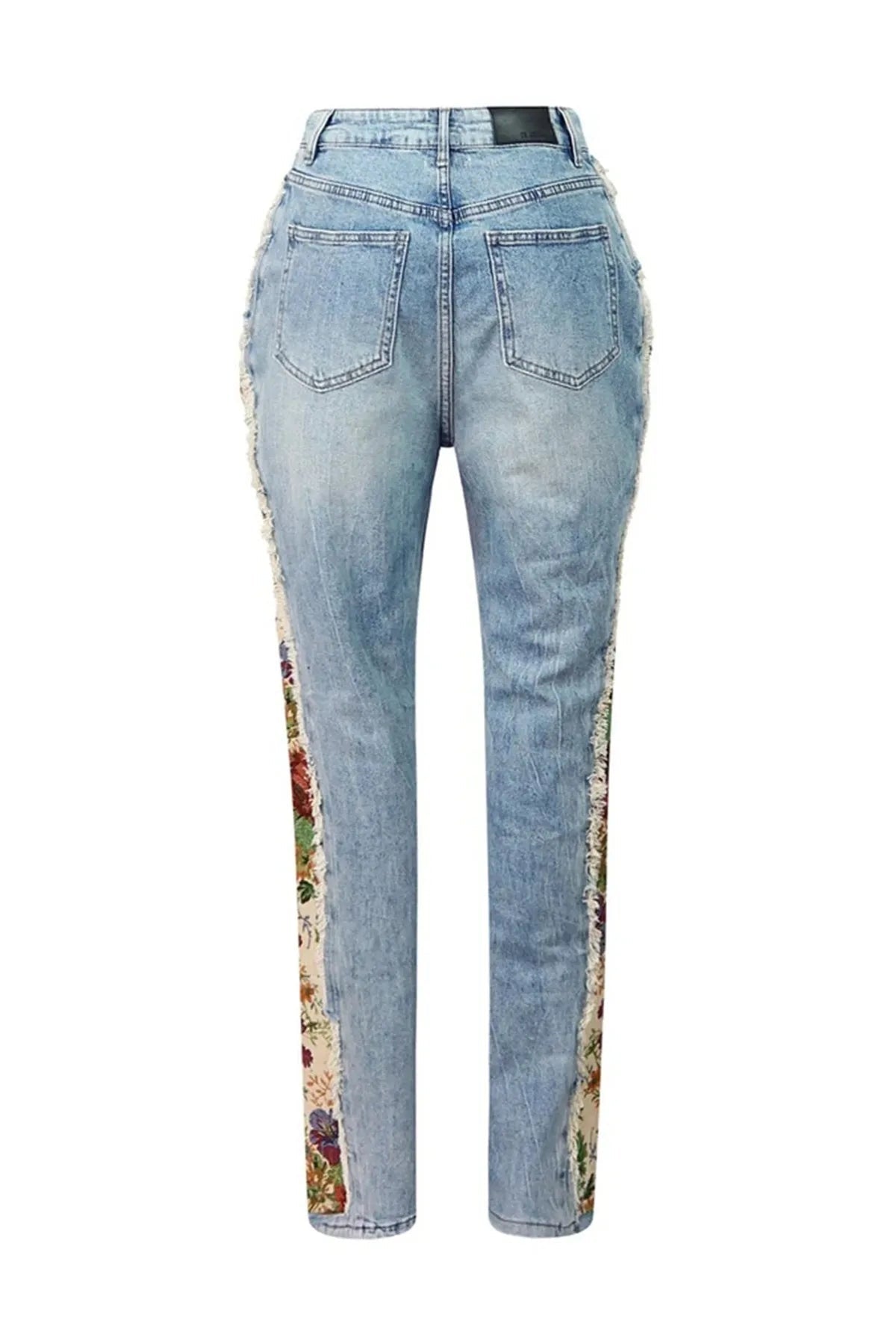 Denim Two Piece Set With Patchwork Flower Print Turn Down Collar Y2K Autumn Style - SN Wigs & More