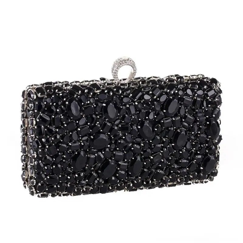 Design A black / CHINA Women Clutch Evening Bag Beaded Crystal Lady Wedding Purse Rhinestones Handbags Silver Black Evening Clutch Bags for Women