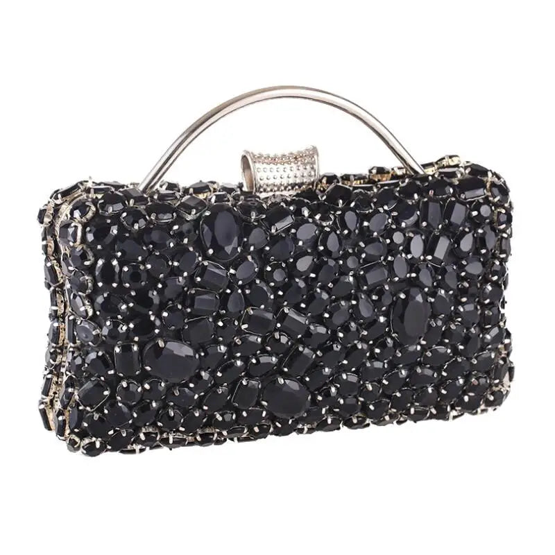 Design B black / CHINA Women Clutch Evening Bag Beaded Crystal Lady Wedding Purse Rhinestones Handbags Silver Black Evening Clutch Bags for Women