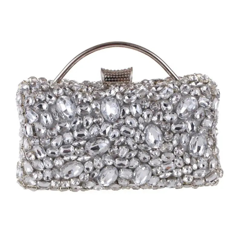 Design B silver / CHINA Women Clutch Evening Bag Beaded Crystal Lady Wedding Purse Rhinestones Handbags Silver Black Evening Clutch Bags for Women