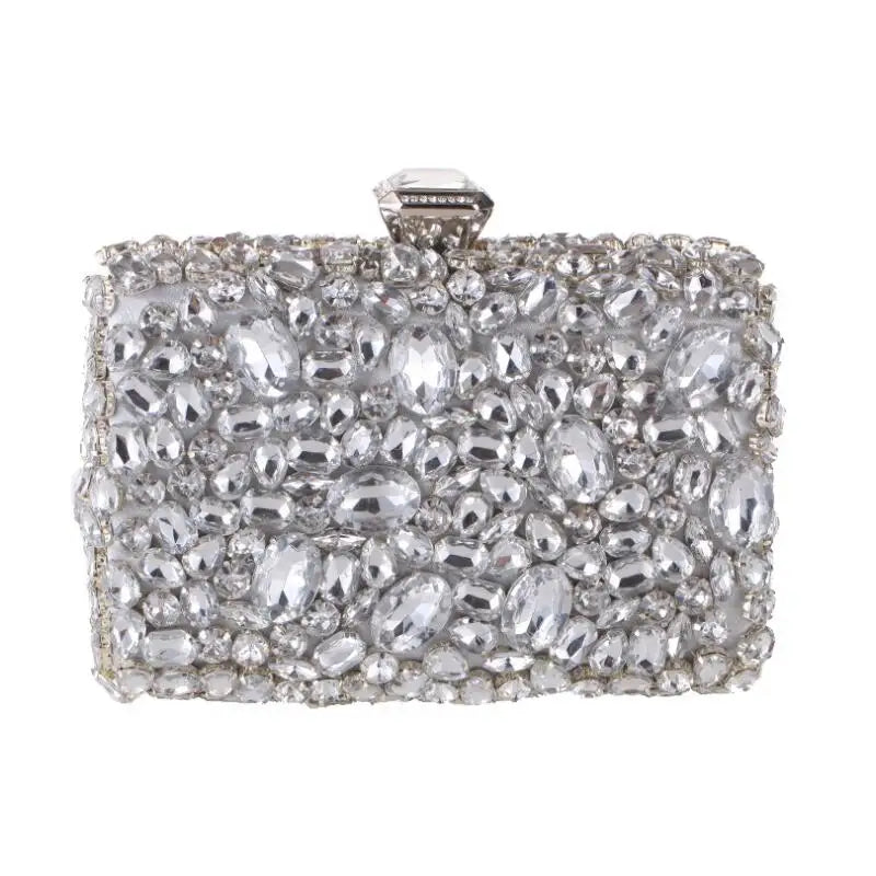 Design C silver / CHINA Women Clutch Evening Bag Beaded Crystal Lady Wedding Purse Rhinestones Handbags Silver Black Evening Clutch Bags for Women