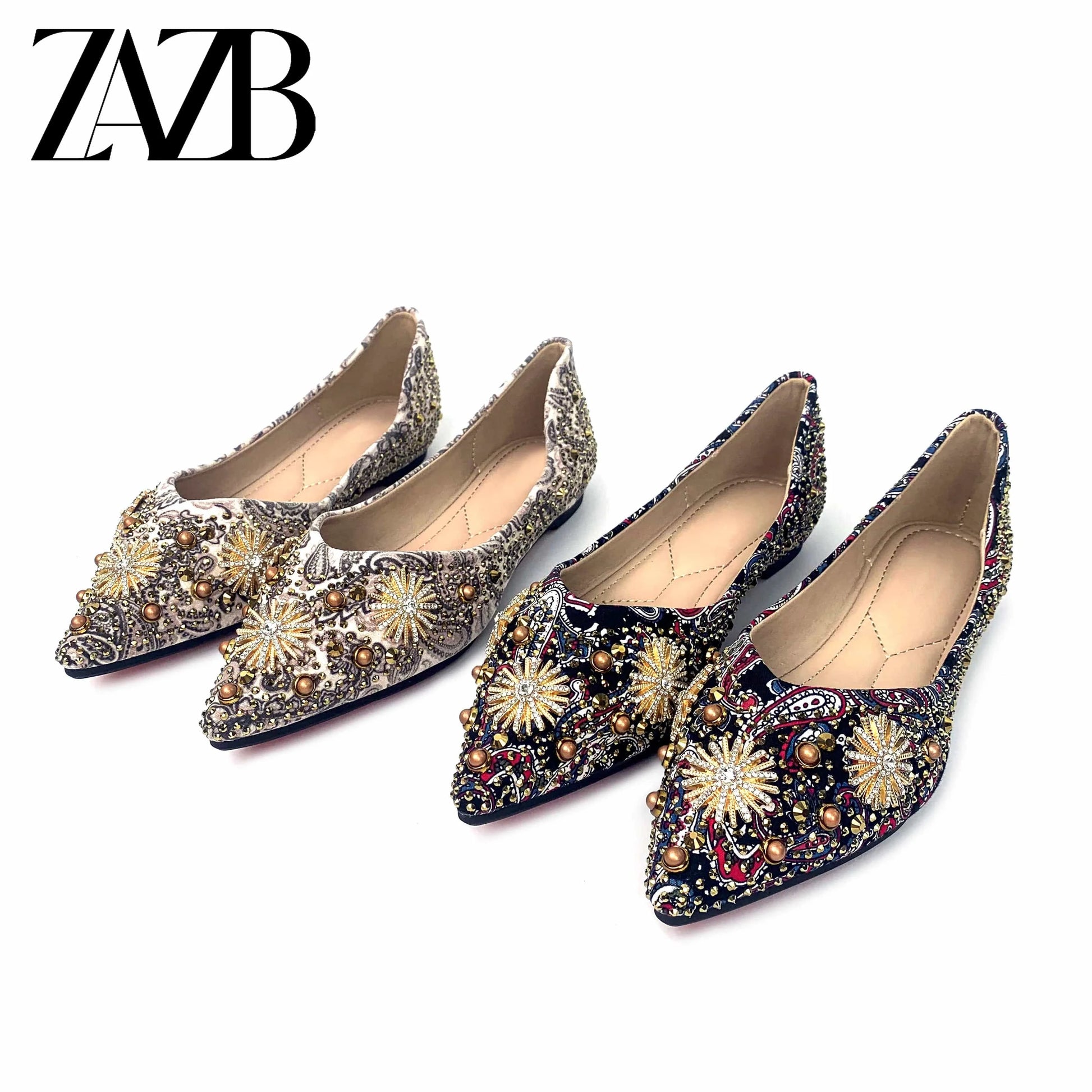 Design new wedding Women's Flat shoes loafer slip on office parliament rivet dinner party grace occupation banquet for ladies