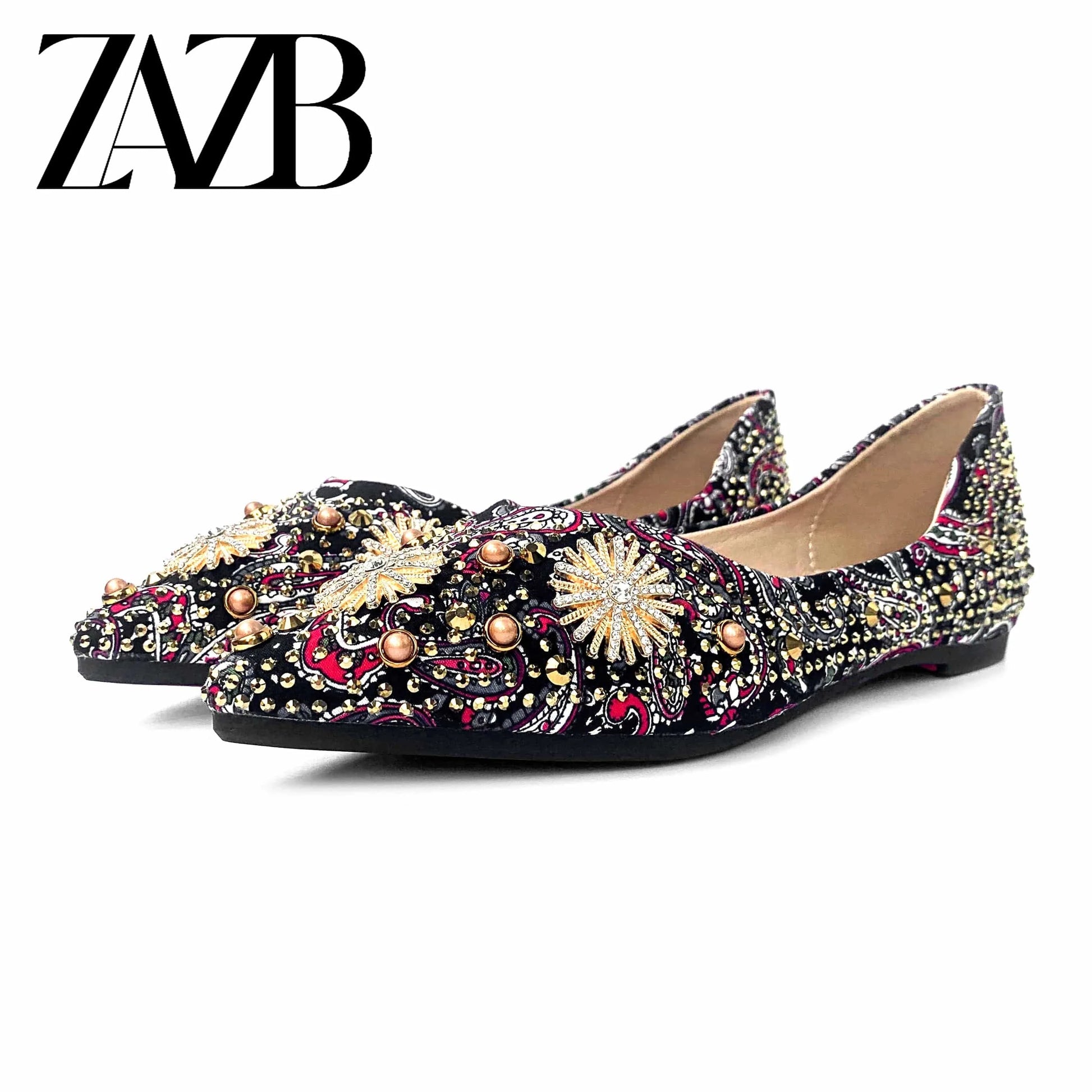 Design new wedding Women's Flat shoes loafer slip on office parliament rivet dinner party grace occupation banquet for ladies