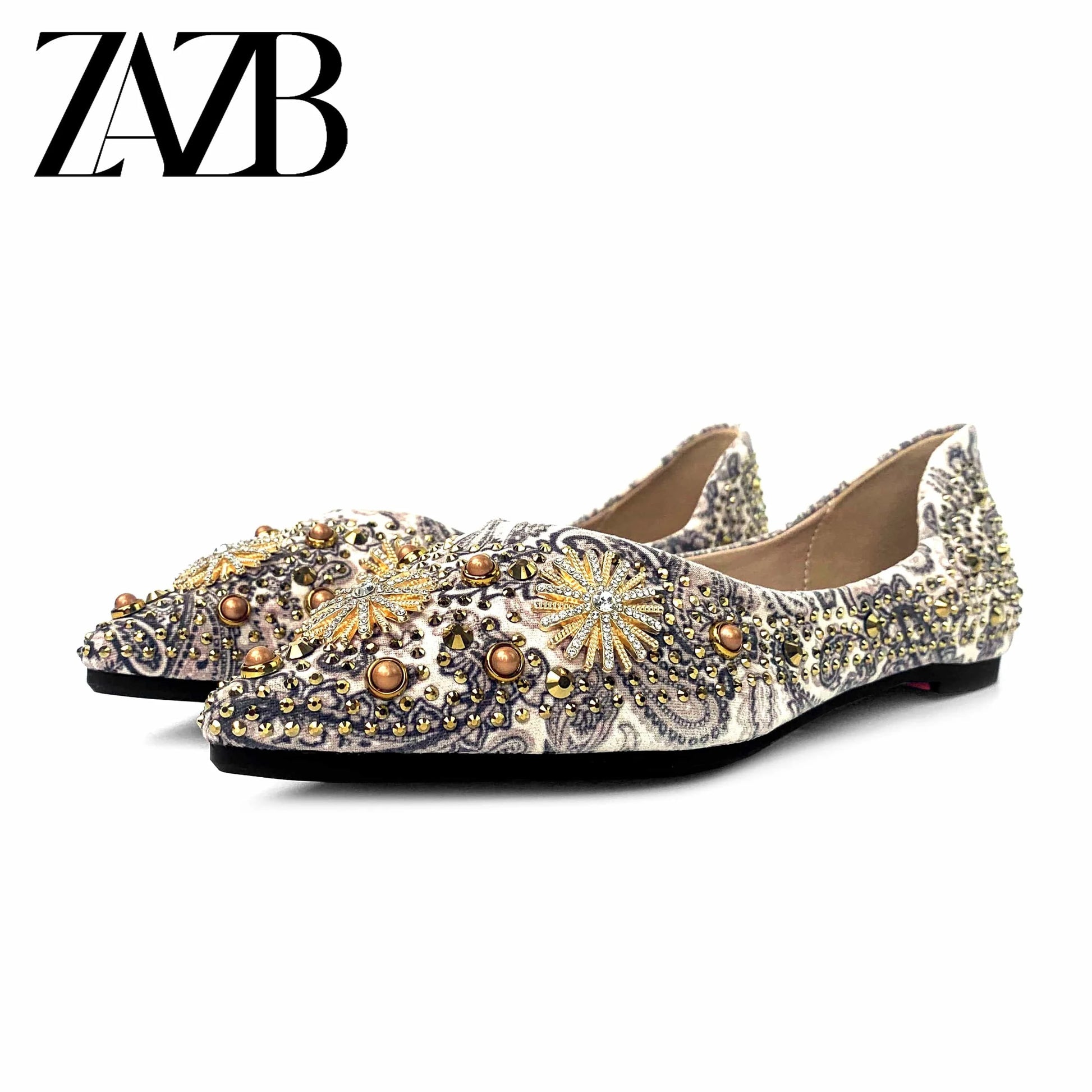 Design new wedding Women's Flat shoes loafer slip on office parliament rivet dinner party grace occupation banquet for ladies