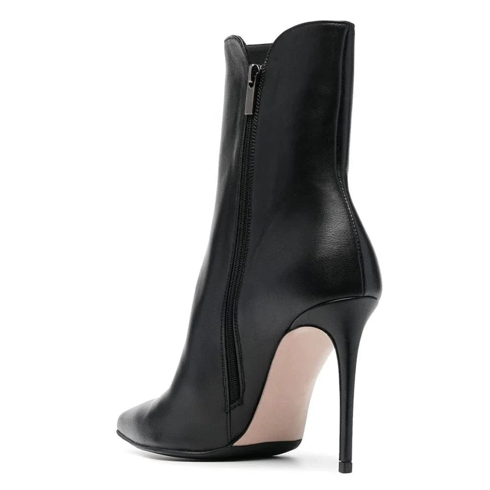 Designer Side Zipper Blue Sexy Ladies Stilettos Custom Logo Fashion Pu Leather Pointy Black High Heels Boots For Women Shoes