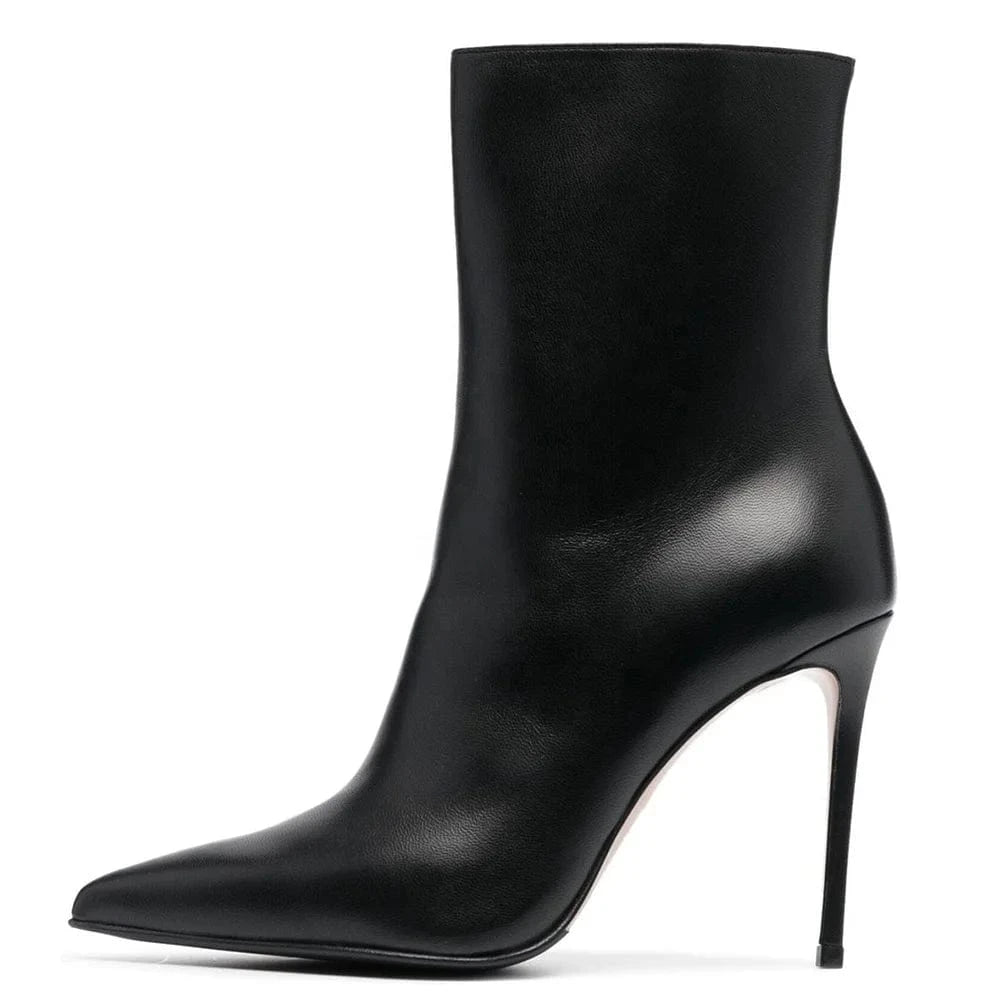 Designer Side Zipper Blue Sexy Ladies Stilettos Custom Logo Fashion Pu Leather Pointy Black High Heels Boots For Women Shoes