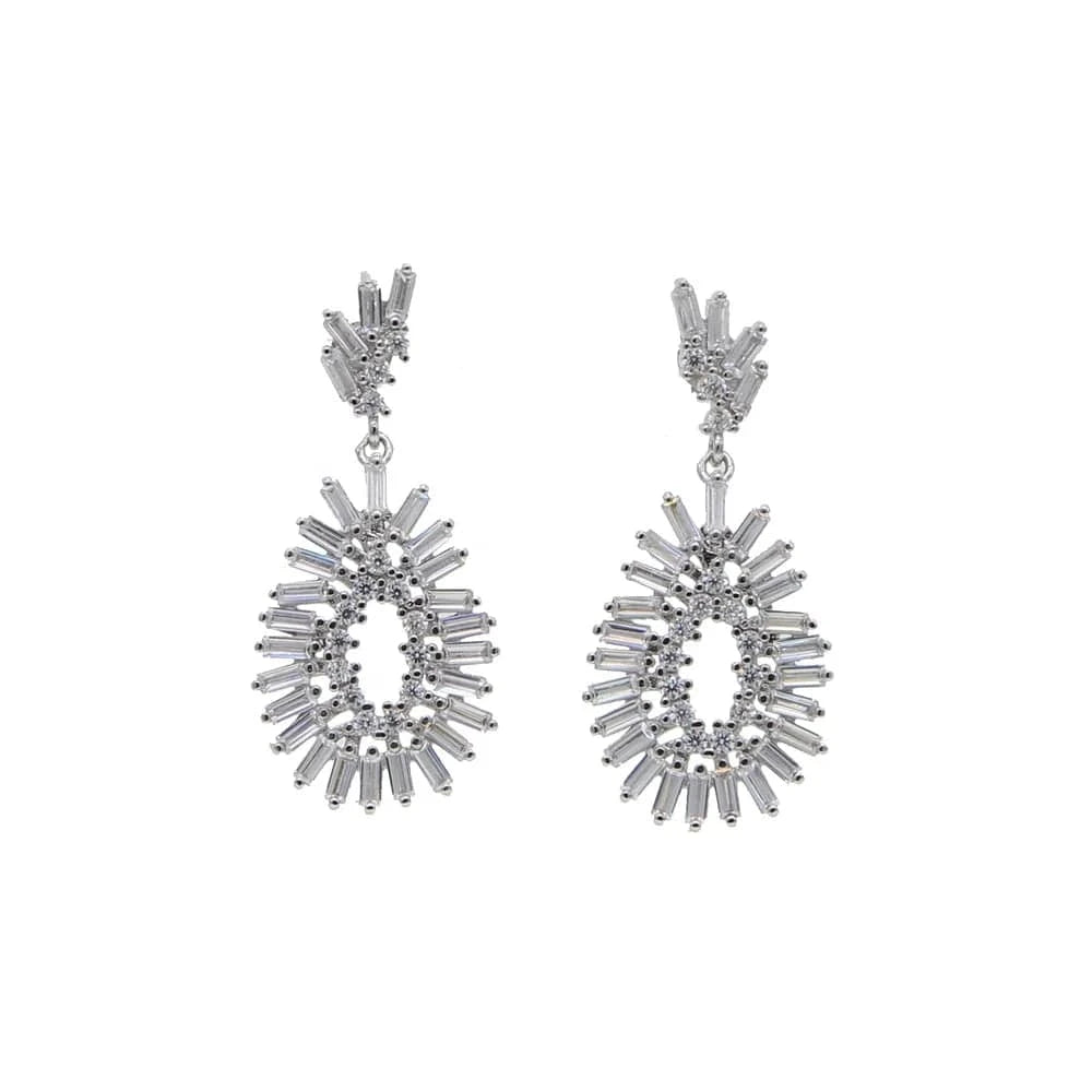 diamond earring geometric rectangle cz firework Sparking bling zirconia Dangle drop earrings for women fashion jewelry