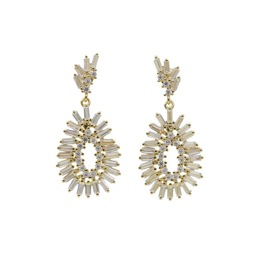 diamond earring geometric rectangle cz firework Sparking bling zirconia Dangle drop earrings for women fashion jewelry