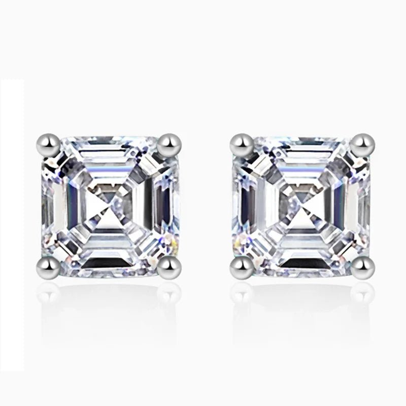 Diamond Stud Earrings Asscher Cut 7x7mm Classic Style - SN Wigs & More