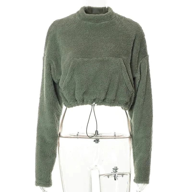 Digital printing / S / X22TP550 Green Bomblook X22TP550 2024 Hot Sale Fashion Home Indoor Winter Women's Cashmere Sweaters Solid Crop Top