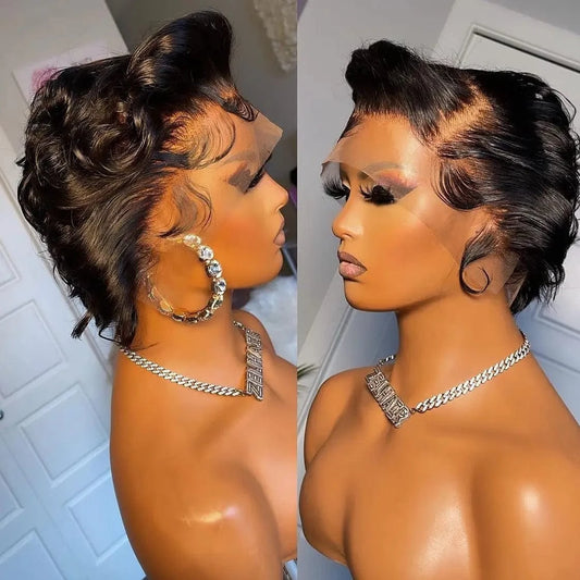 DKL Wholesale Factory Price Pixie Wig 13x4 Human Hair Lace Front 4x4 Short Wigs For Black Woman