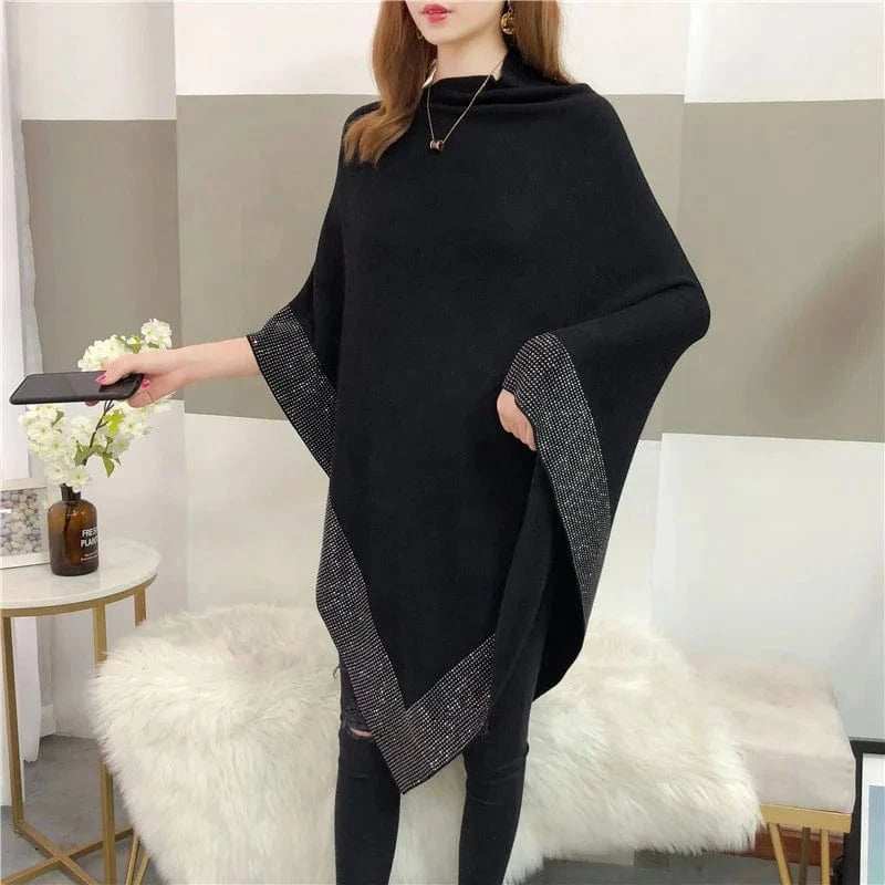 Dongguan Hong Xing Yue 2024 Autumn Winter Bohemia Ladies Red Retro Travel Pullover Cape Shawl Knitted Sweater Poncho For Girl