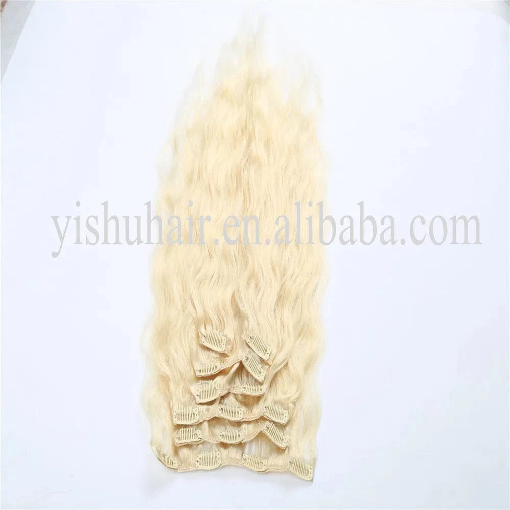 Double Drawn 7a Body Wavy Brazilian Remy Human Hair Clip in Extensions for Women