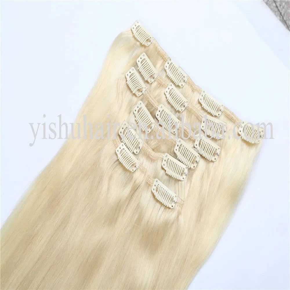 Double Drawn 7a Body Wavy Brazilian Remy Human Hair Clip in Extensions for Women