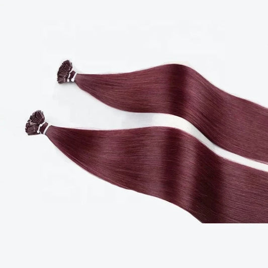 Double Drawn Cuticle Aligned Virgin Russian Remy Hair Italian Keratin Pre bonded Flat Tip Human Hair Extension
