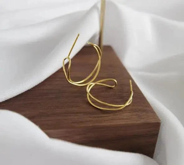 Double Layer 925 Sterling Silver Cross Shape Hoop Earrings For Girls Summer Jewelry