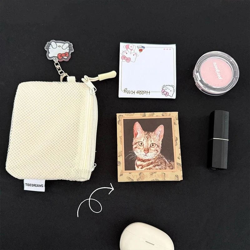 Double - layer Zipper Bag Simple Mesh Storage Bag Large Capacity Portable Earphone Lipstick Cosmetic Bag Mesh Coin Storage Bag - SN Wigs & More