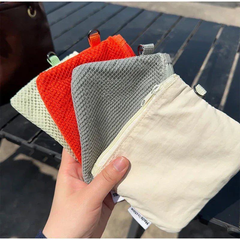 Double - layer Zipper Bag Simple Mesh Storage Bag Large Capacity Portable Earphone Lipstick Cosmetic Bag Mesh Coin Storage Bag - SN Wigs & More