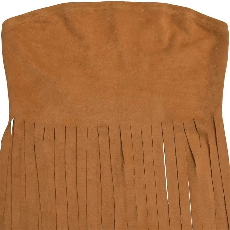 Doyerl Tassel Fringed Tube Strapless Tops Woman 2025 Y2K Clothes Harajuku Birthday Night Club Party Gothic Blusas Elegantes