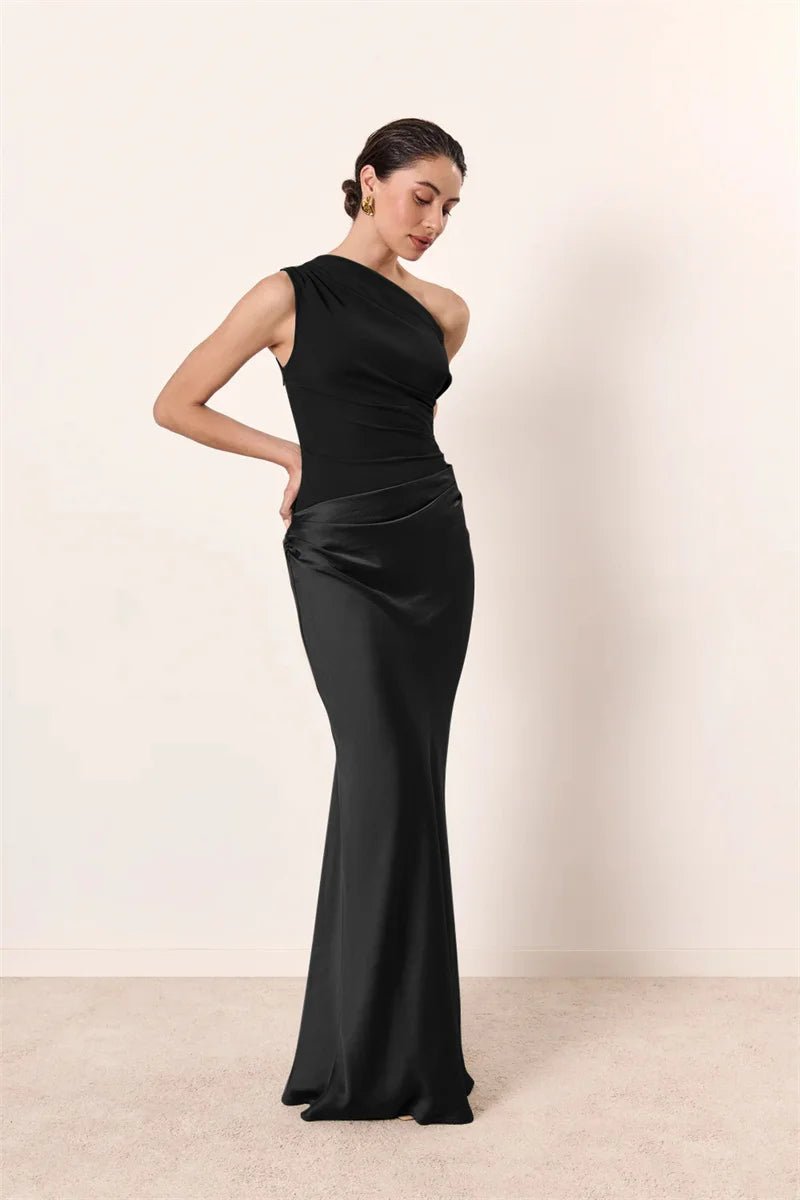 Dress Backless Satin Patchwork Maxi Elegant Evening Party Style For Women Who Love Club Nights - SN Wigs & More