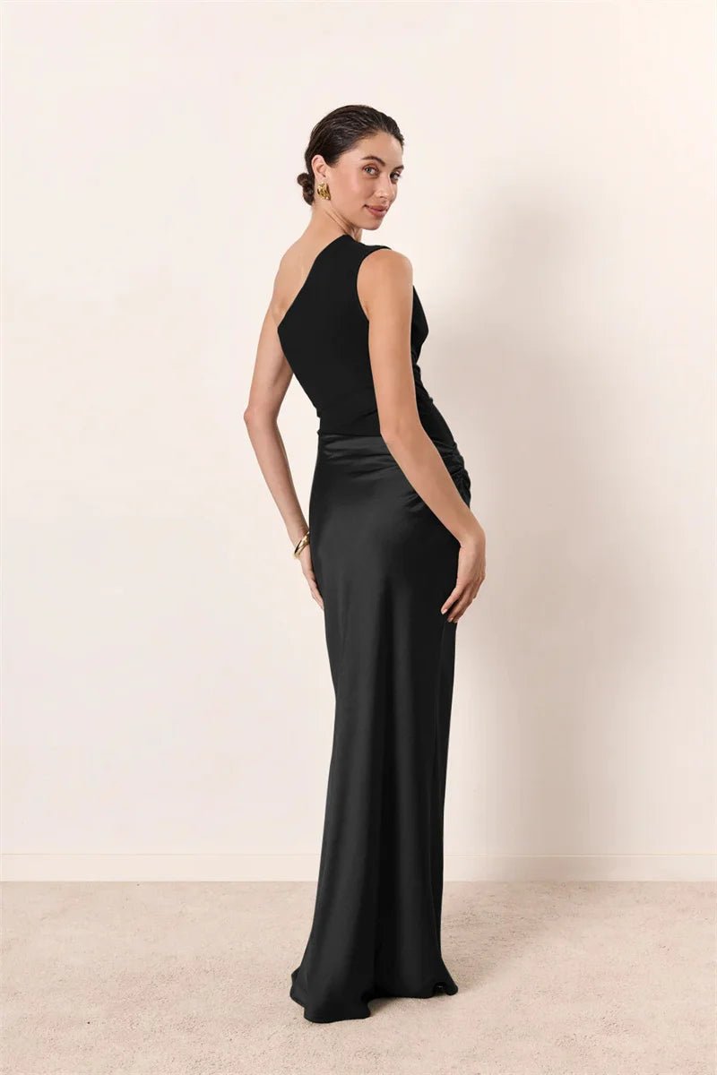 Dress Backless Satin Patchwork Maxi Elegant Evening Party Style For Women Who Love Club Nights - SN Wigs & More