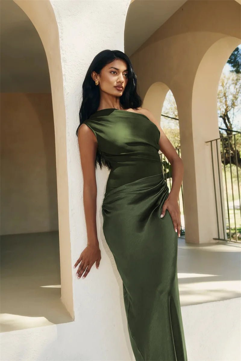 Dress Backless Satin Patchwork Maxi Elegant Evening Party Style For Women Who Love Club Nights - SN Wigs & More