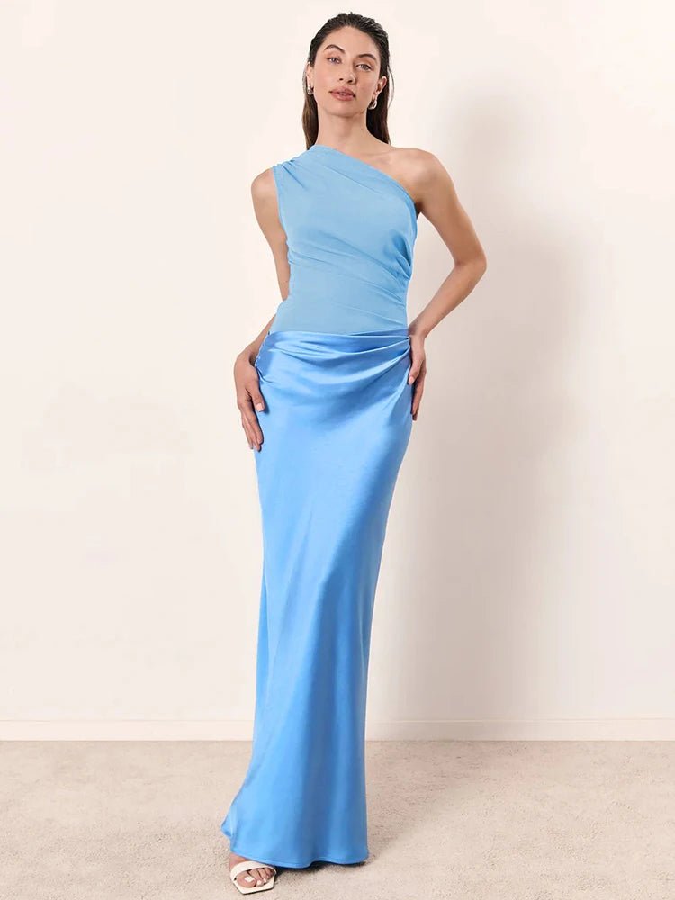 Dress Backless Satin Patchwork Maxi Elegant Evening Party Style For Women Who Love Club Nights - SN Wigs & More