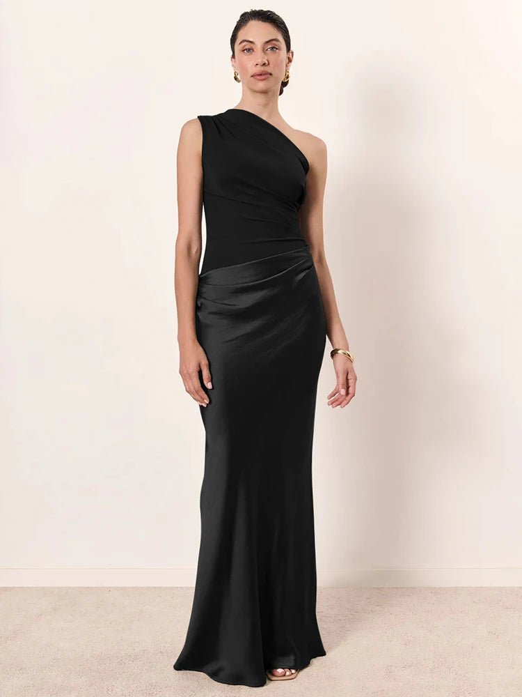 Dress Backless Satin Patchwork Maxi Elegant Evening Party Style For Women Who Love Club Nights - SN Wigs & More
