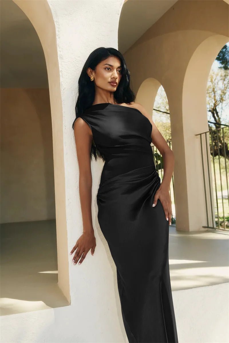 Dress Backless Satin Patchwork Maxi Elegant Evening Party Style For Women Who Love Club Nights - SN Wigs & More