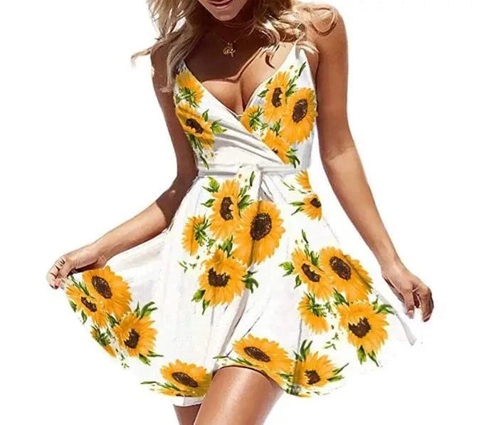 dress Fashion Sexy Printed V-neck Halter Dress