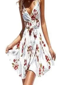 dress Fashion Sexy Printed V-neck Halter Dress