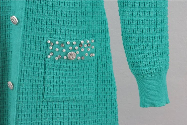 Dress Knitted Bow V Neck Slim A Line Winter Long Sleeve Knitwear For Elegant Everyday Wear - SN Wigs & More