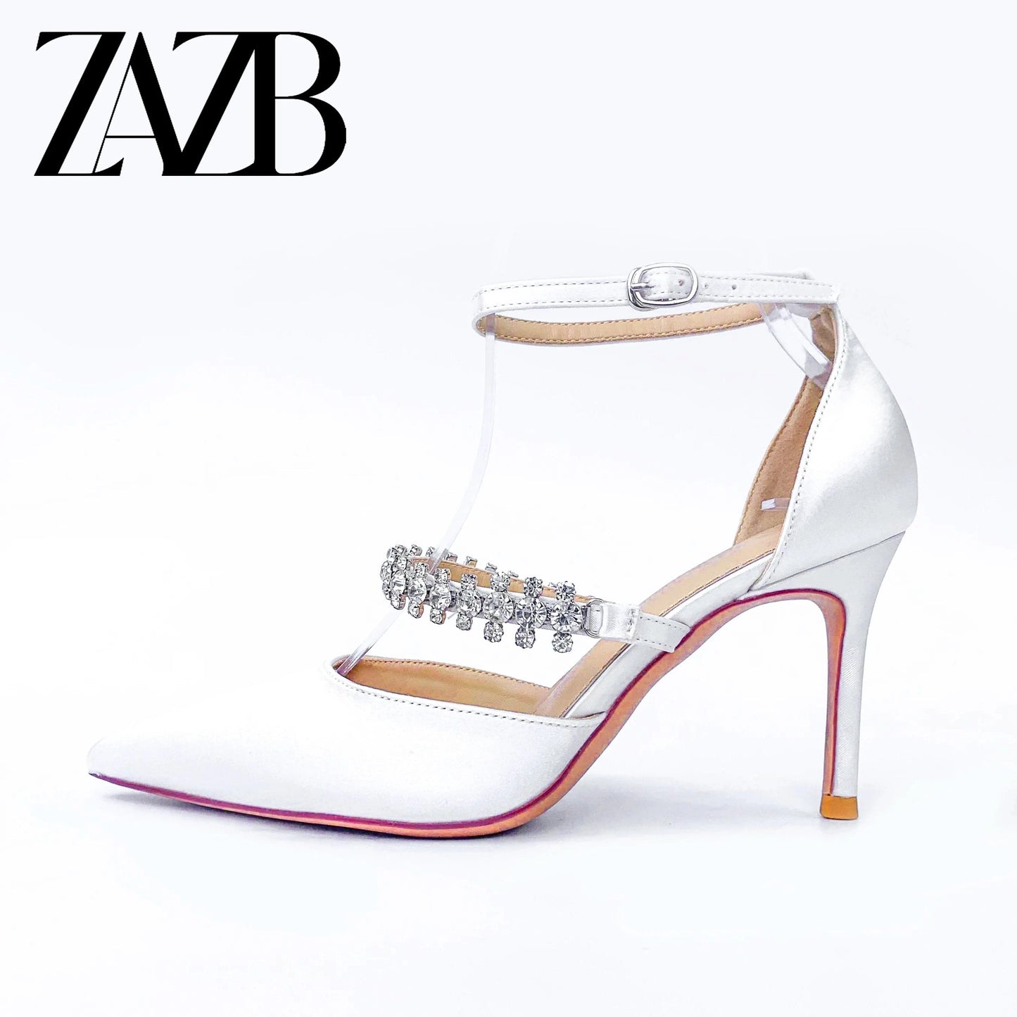 Dress luxury ladies Pointed head women high heel shoes wedding bridal designer famous brands Rhinestone stiletto heels Sandal