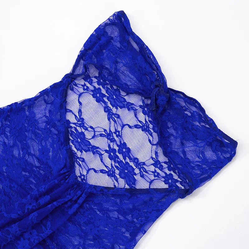 Dress See Through Lace Mesh Cutout Maxi With Long Sleeves For Beach Style And Summer Heat - SN Wigs & More