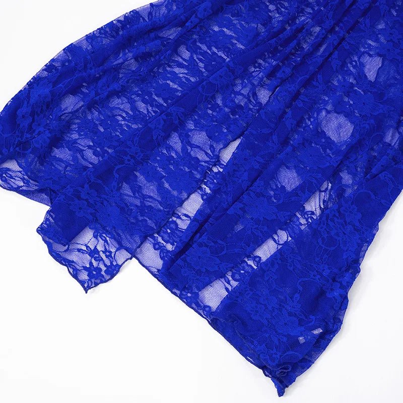 Dress See Through Lace Mesh Cutout Maxi With Long Sleeves For Beach Style And Summer Heat - SN Wigs & More
