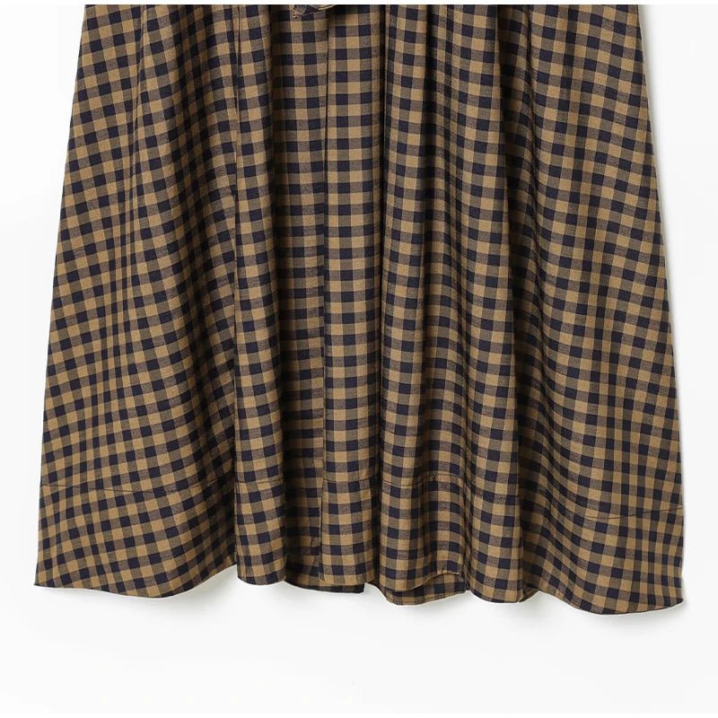 Dress Tie Up Bow Plaid A Line Long Sleeve Elegant Classic - SN Wigs & More