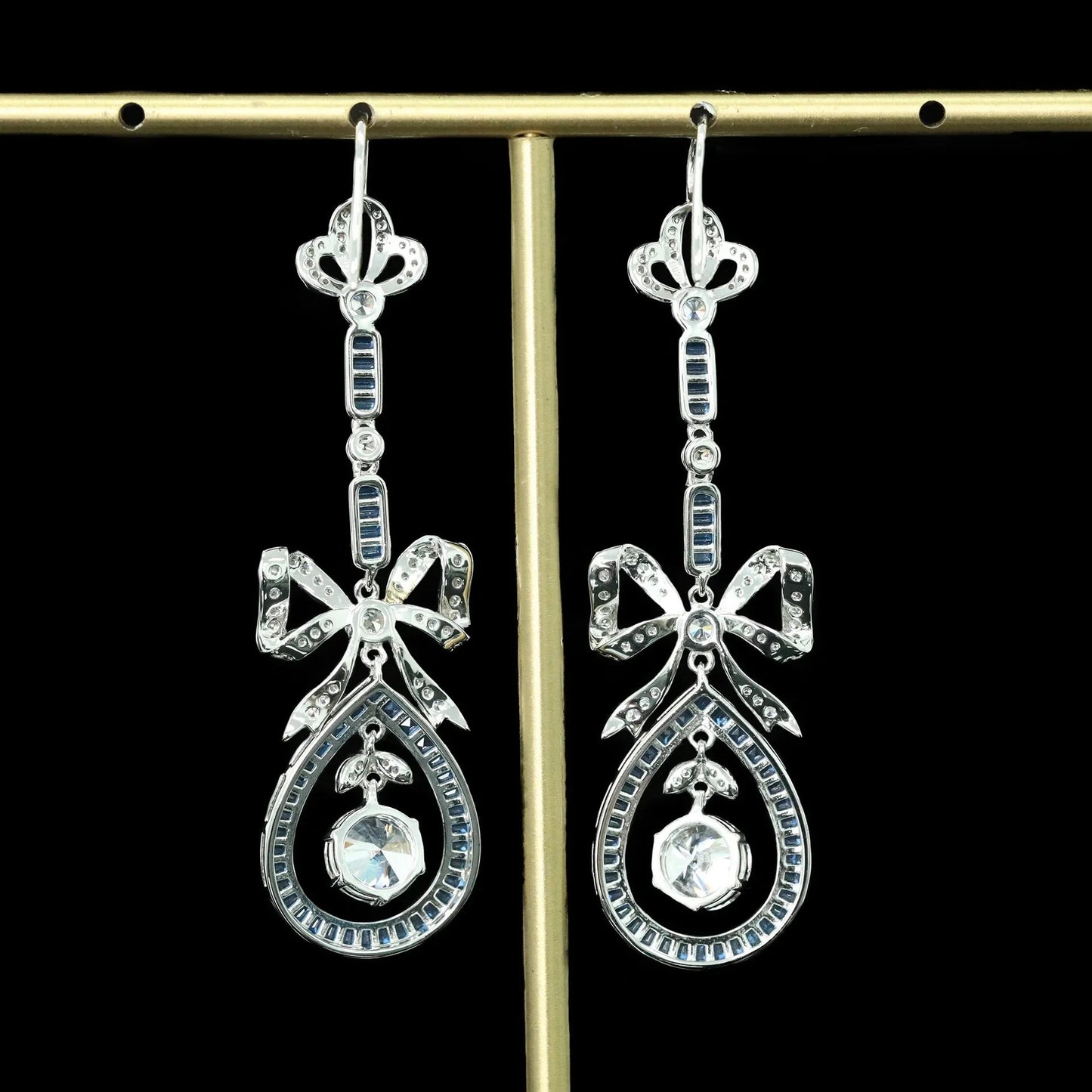 Drop Earrings Lab Sapphire 925 Sterling Silver Vintage Style - SN Wigs & More