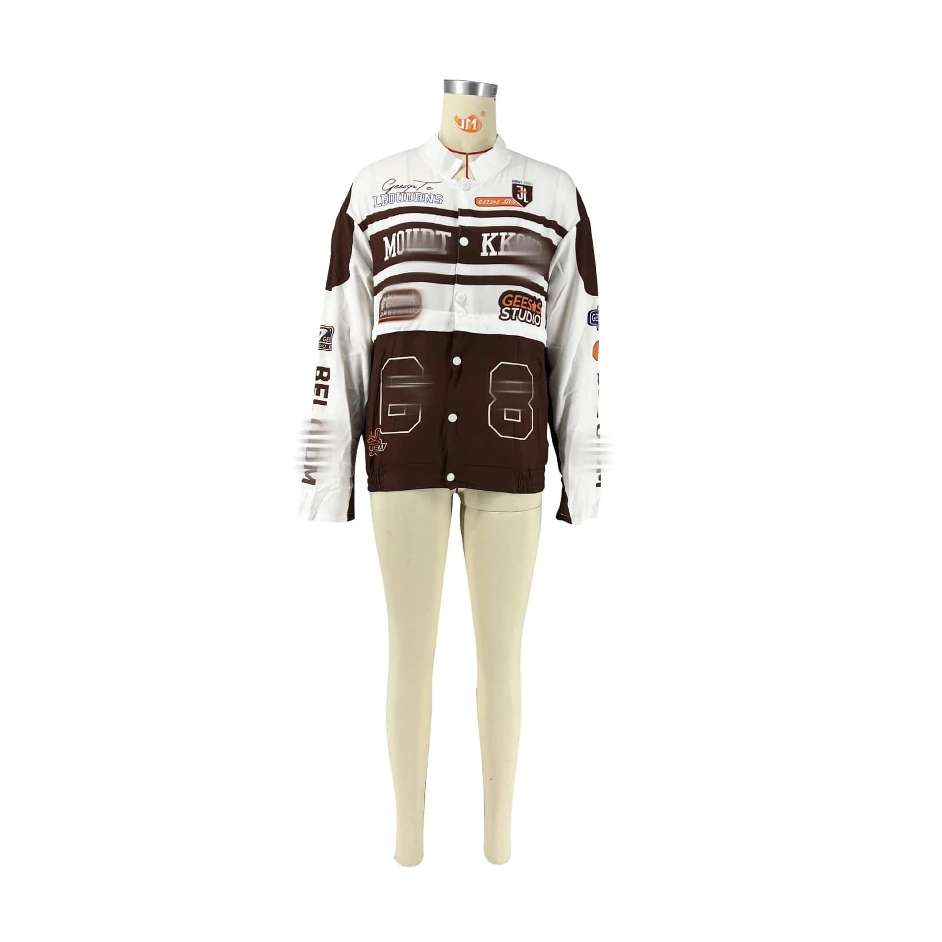 Drop Shipping 1pcs Women Baseball Jacket Wholesale Fall 2024 Patchwork Letter Print Plus Size Long Sleeve Women Crop Top Jacket