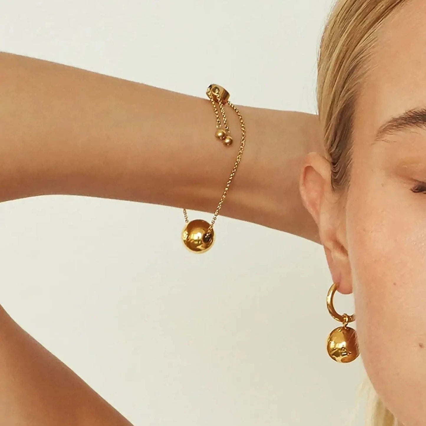 Drop Shipping Ins Ball Pendant Ring Earrings Necklace Stainless Steel Gold Plated Jewelry Accessories Set For Women