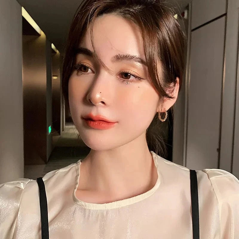 Drop shopping gold bean trendy  gold filled fashion jewelry earrings female 18K Gold Plated tiny Hoop  Earrings