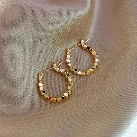 Drop shopping gold bean trendy  gold filled fashion jewelry earrings female 18K Gold Plated tiny Hoop  Earrings